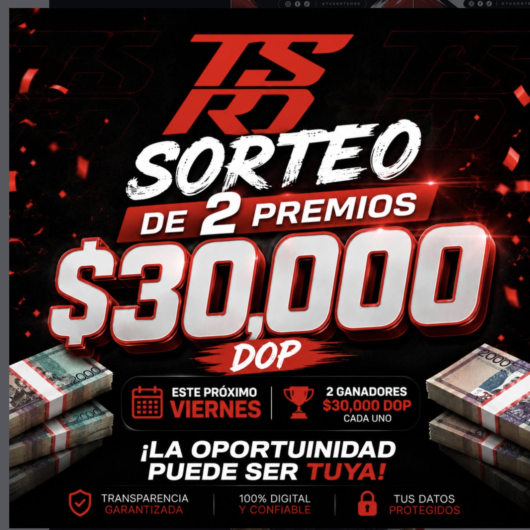 Flyer oficial del sorteo de dos premios